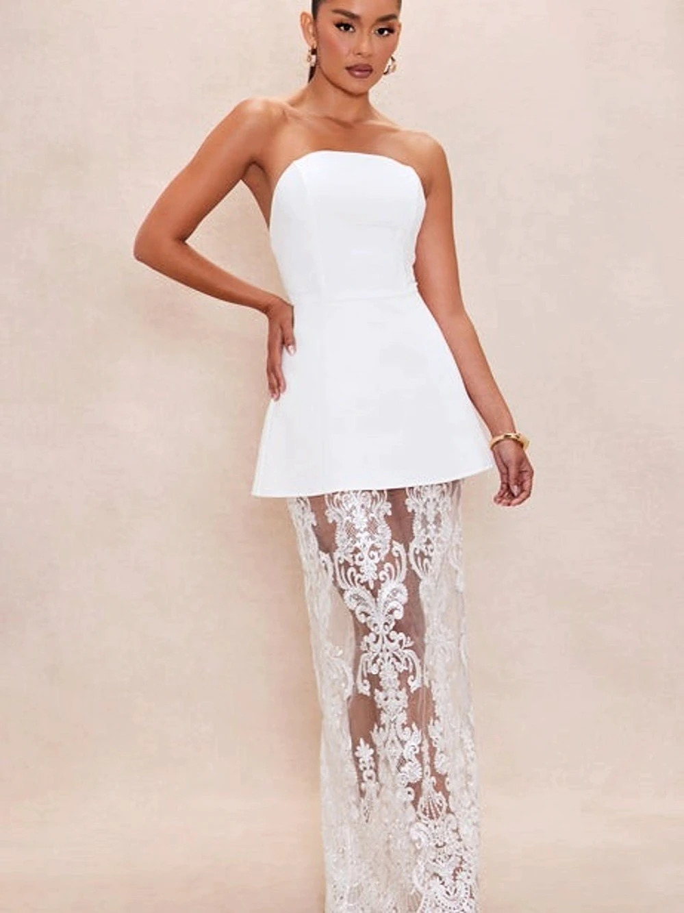 White Lace Maxi Dress NWT
